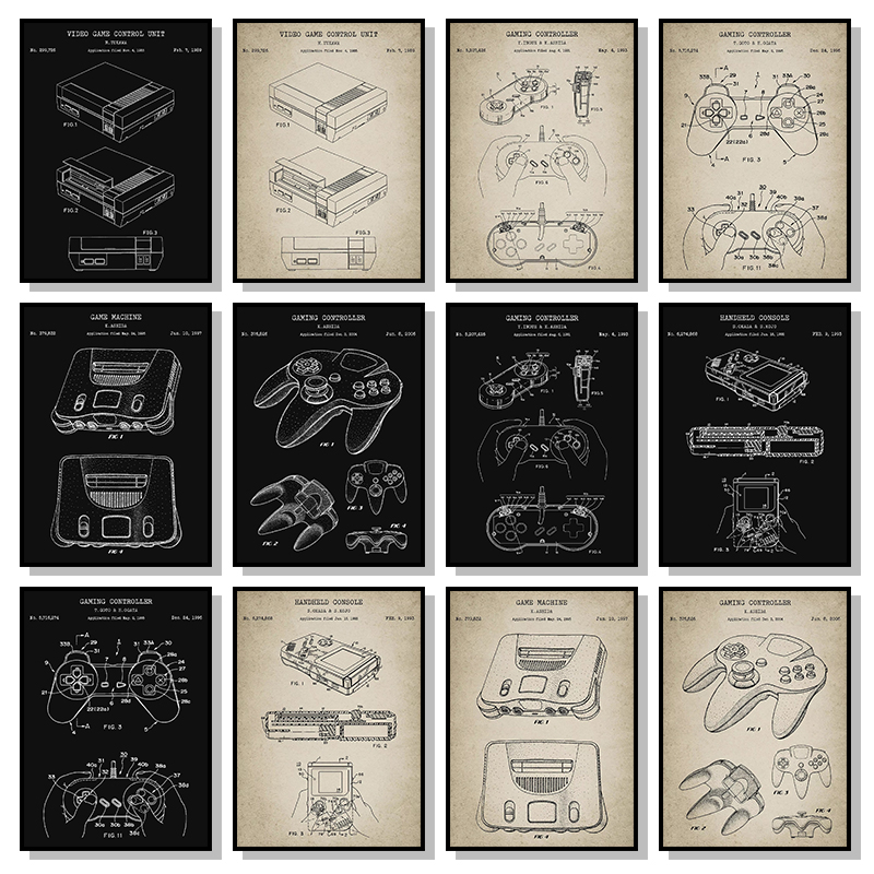 Gaming Console Picture - Poster Cetak Gambar Konsol Game Vintage